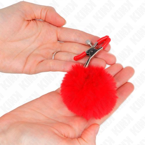 KINK – vörös műszőr ball csipesz, 6 cm, érzéki játékokhoz