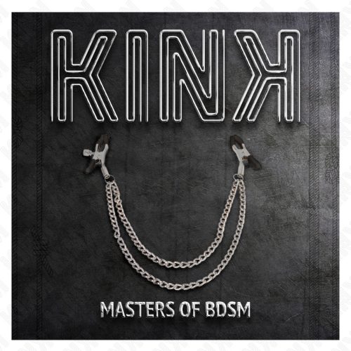 KINK – ezüst mellbimbó klipszek, 2 vastag lánccal