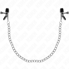 KINK – ezüst lapos láncos mellbimbócsipesz 34 cm