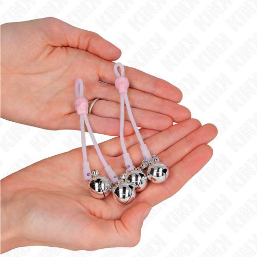 KINK Luminous – állítható csipeszes mellbimbó izgató rózsaszín/szürke