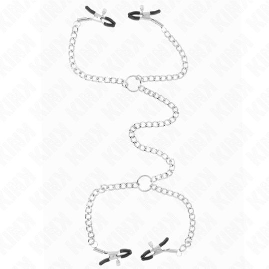 KINK – 4 láncos mellbimbócsipesz 32 cm-es láncokkal