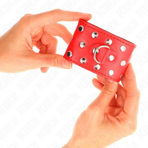 KINK - állítható csuklóbilincs, díszes vörös dizájn