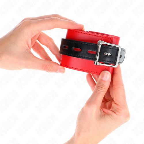 KINK – állítható piros csuklókötöző fekete övvel