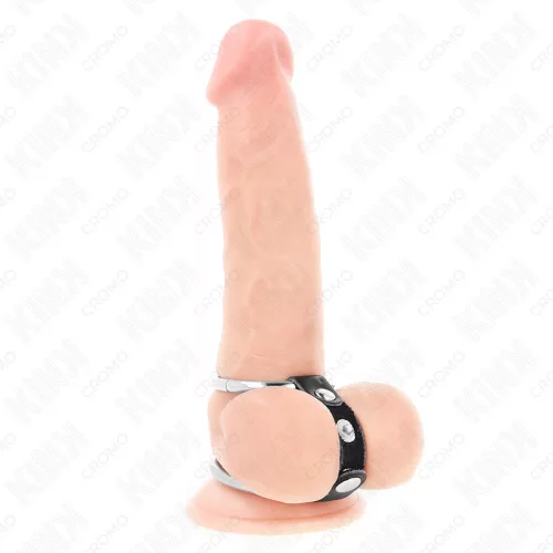 KINK - bőr összekapcsolt dupla péniszgyűrű 3,8-5 cm