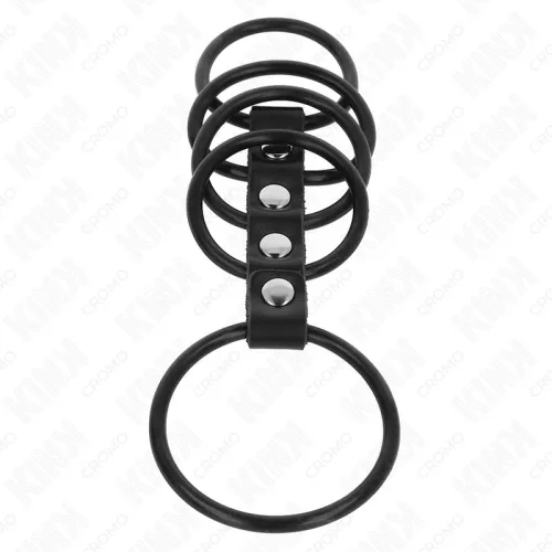 KINK – bőrrel összekötött szilikon péniszgyűrűk (5 db)