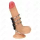 KINK - fém péniszgyűrűk bőr összekötővel (3,7-5 cm)
