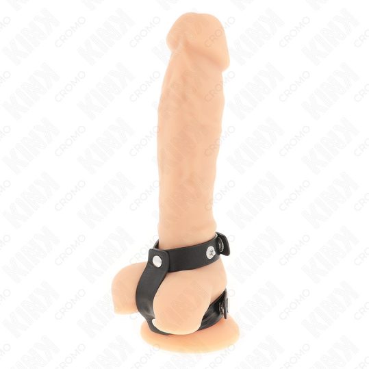 KINK - állítható dupla bőrszíj péniszgyűrű