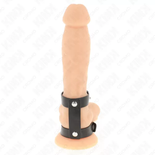 KINK - állítható dupla bőrszíj péniszgyűrű