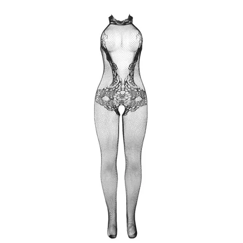 SUBBLIME - Csábító csipke-hálós testharisnya, fekete