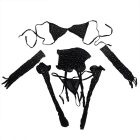 SUBBLIME - fekete halhálós bodystocking kesztyűvel és gyémántokkal