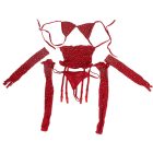 SUBBLIME – hálós testharisnya kesztyűkkel, piros, egy méret