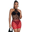 SUBBLIME - érzéki halászháló ruha, piros-fekete, egy méret