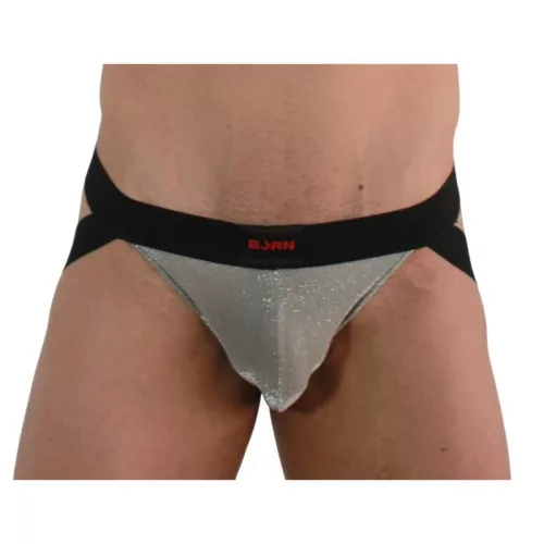 BURN - prémium fényes jockshort bézs/fekete színben