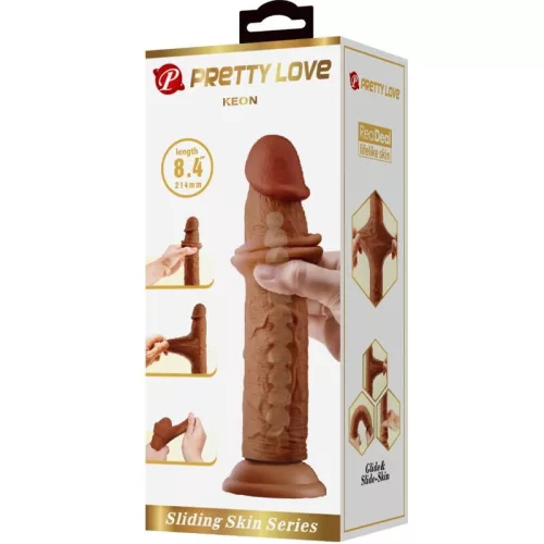 Pretty Love Keon – élethű pénisz 21 cm, barna