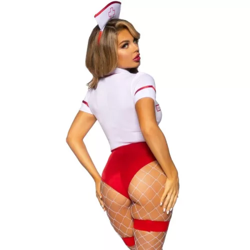 LEG AVENUE – szexi nővér jelmez piros-fehér