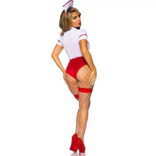 LEG AVENUE – szexi nővér jelmez piros-fehér