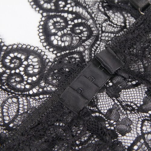 SUBBLIME – selymes csipkés hálóing és tanga fekete L/XL