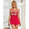 SUBBLIME - piros virágmintás babydoll S/M