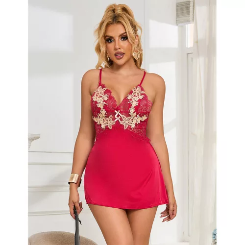SUBBLIME - piros virágmintás babydoll S/M