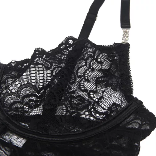 SUBBLIME – állítható pántos csipkebaby doll fekete S/M