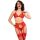 CHILIROSE – érzéki piros csipke melltartó + tanga + harisnya XL