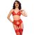 CHILIROSE – érzéki piros csipke melltartó + tanga + harisnya XL
