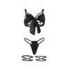 SUBBLIME – állítható fekete masnis melltartó + alsó szett L/XL