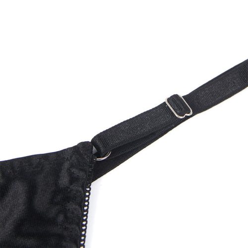 SUBBLIME – állítható fekete masnis melltartó + alsó szett L/XL