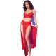CHILIROSE - vörös top és leggings szett arany kiegészítőkkel
