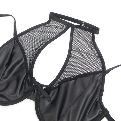 SUBBLIME – bőr melltartó és szoknya szett fekete L/XL