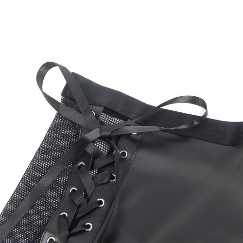 SUBBLIME – bőr melltartó és szoknya szett fekete L/XL