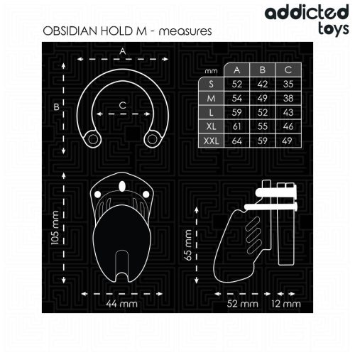 ADDICTED TOYS LOCKED - obsidian pénisz ketrec M méret