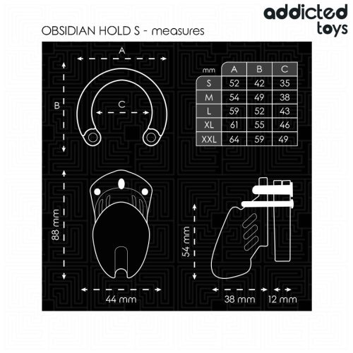 ADDICTED TOYS LOCKED - obsidián pénisz ketrec (S méret)