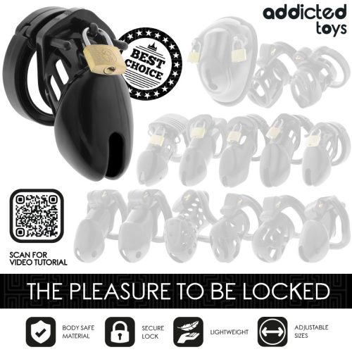 ADDICTED TOYS LOCKED - obsidián pénisz ketrec (S méret)