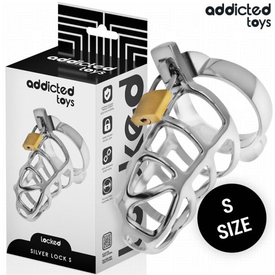 ADDICTED TOYS LOCKED – kicsi ezüst fém péniszketrec