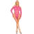 LEG AVENUE - hálós bodystocking harisnyatartóval, neon rózsaszín