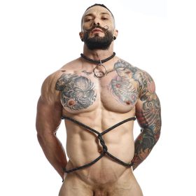 MOB - fekete kötelező vibráló péniszgyűrű