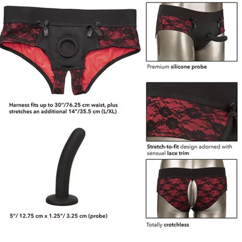 CALEXOTICS - Scandal - dildós, nyitott bugyi szett L/XL