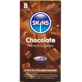 SKINS - prémium csokoládé ízű óvszerek, 8 db