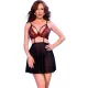 CHILIROSE – szexi fekete-piros babydoll prémium anyagból