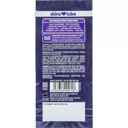 SKINS - prémium szilikon alapú síkosító, 5 ml egyadagos