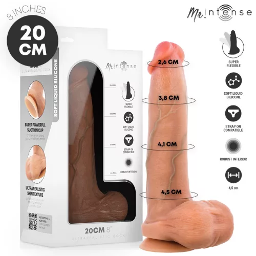 Mr Intense Dildó Szívókorongos, Realisztikus, 20 cm Fekete