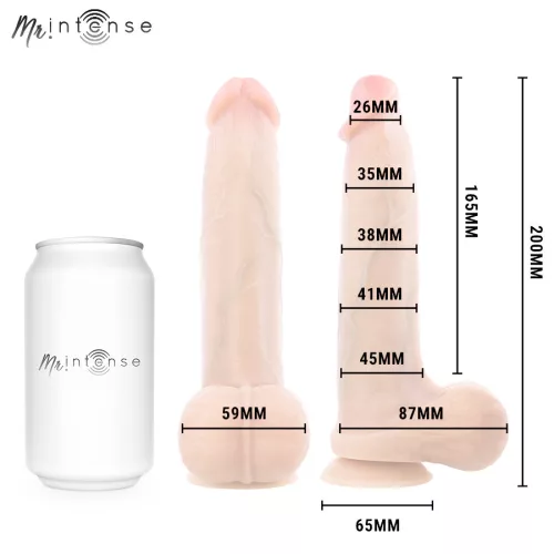 Mr Intense Dildó Szívókorongos, Realisztikus, 20 cm Fekete