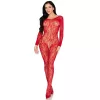 LEG AVENUE - csipkés fehérnemű bodystocking vörös színben