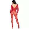 LEG AVENUE - csipkés fehérnemű bodystocking vörös színben