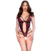 Chilirose Body Nyitott szabás Csipke L/XL piros-fekete