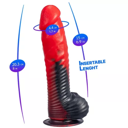 Silexd Dildó Termoreaktív, Hőmérséklet-tartó 20,3 cm Piros-fekete