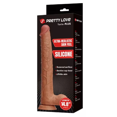 Pretty Love Dildó Realisztikus szilikon szívókoronggal 37,6 cm húsbarna-piros