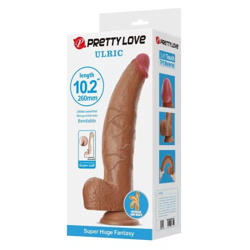 Pretty Love Dildó Rugalmas, Szívófejes 26 cm Barna