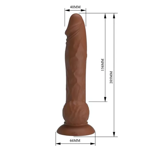 Pretty Love Dildó lökő vibrációs dildó - barna, 20,5cm